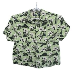 Puritan Button Down Shirt Mens 3XL Green Tropical Rayon Short Sleeve  Lot of 2